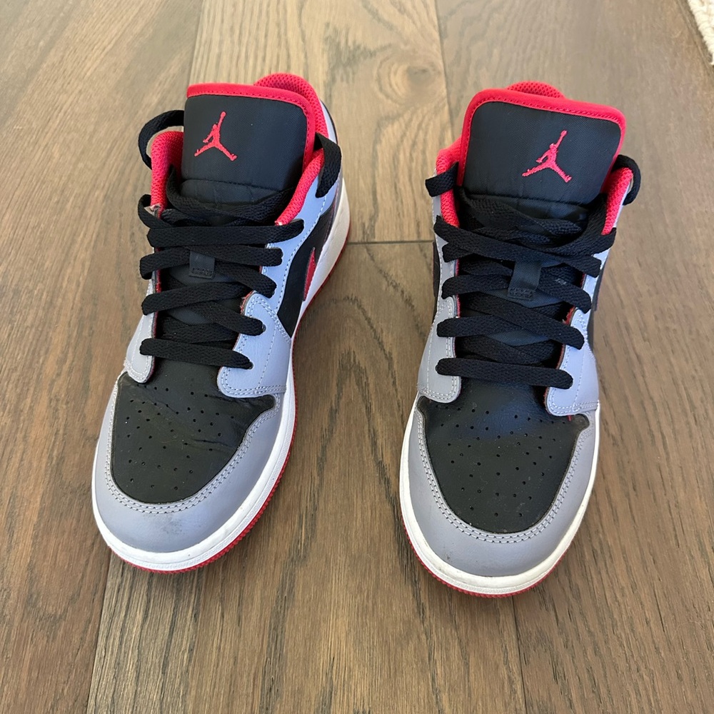 Youth Air Jordan Black and Red Sneakers